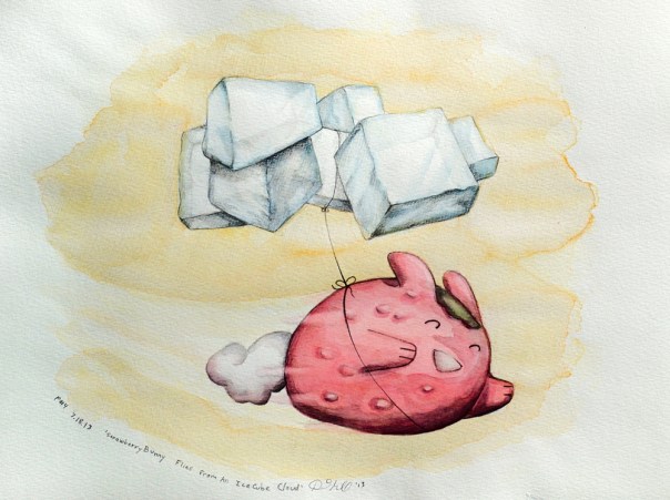 StrawberryBunny Flies From An IceCube Cloud