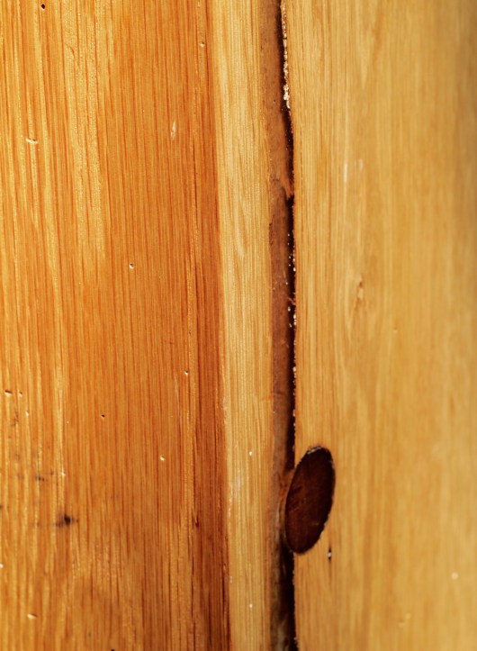 Barn-beam Pedestal (detail of plug and resin)