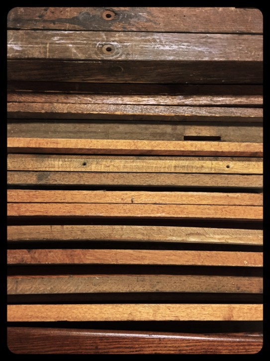 The whole bench in all its pieces.