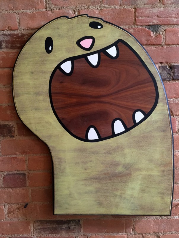 GreenBrother: Acrylic on reclaimed walnut laminant. 26" x 30". 3.13.15.