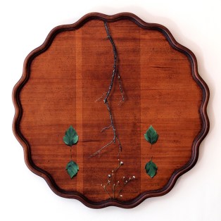 “Absolute: Position”, Oil paint on reclaimed mahogany pie crust table top. 25 1/2” x 25 1/2”. 8.9.16.