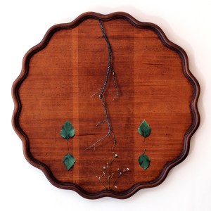 “Absolute: Position”, Oil paint on reclaimed mahogany pie crust table top. 25 1/2” x 25 1/2”. 8.9.16.