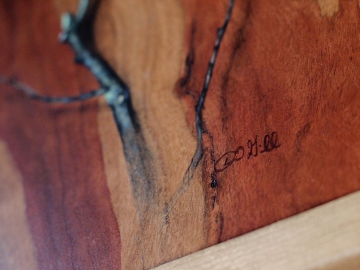 "Absolute: Insulation" (detail), Oil paint on reclaimed cherry wood. 12 3/4” x 15 5/8”. 12.13.16.