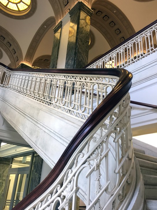 The beautiful staircase of Carnegie Gallery Columbus Metropolitan Library