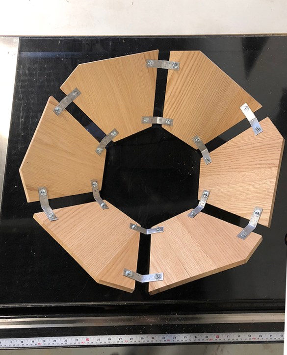 Homemade brackets are in place.