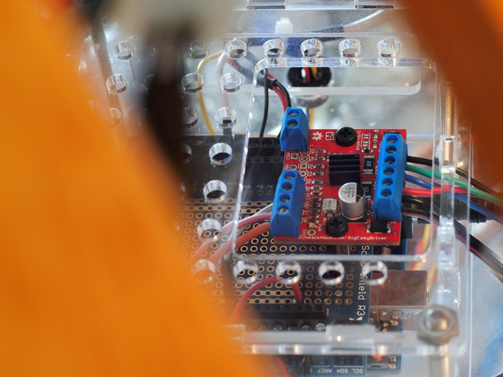The brain of the sculpture: An Arduino micro controller & Big Easy Stepper Motor Driver