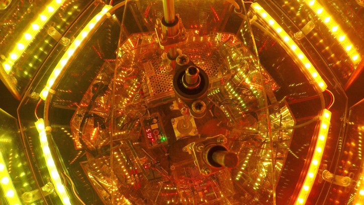 Internal electronics in orange light