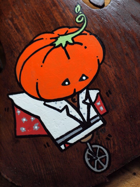 The Pumpkin's King (detail), acrylic and marker on vintage violin.