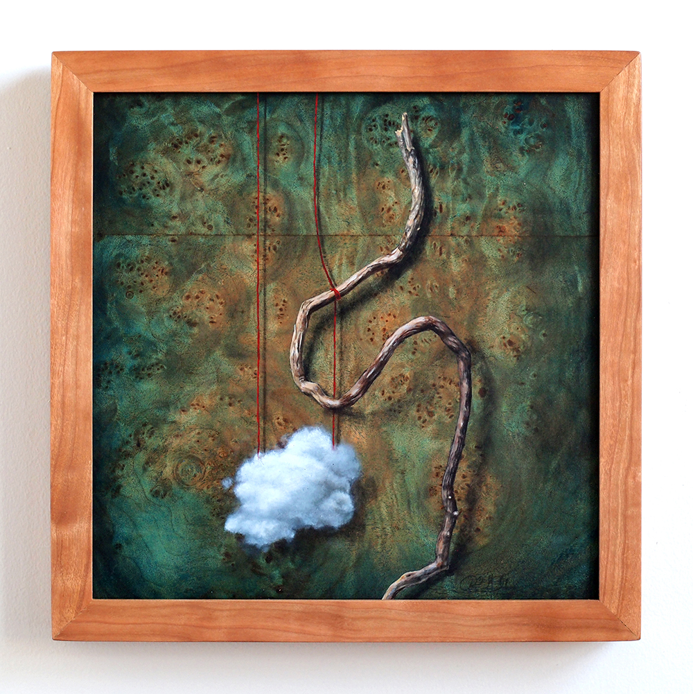 “Absolute: Balance”, Oil on reclaimed burled maple. 12 1/2” x 12 1/2”. 10.21.18.