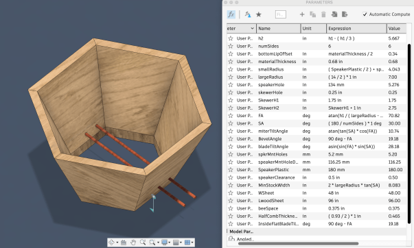 Parametric Designs and math equations used in Fusion 360 to decide shape.