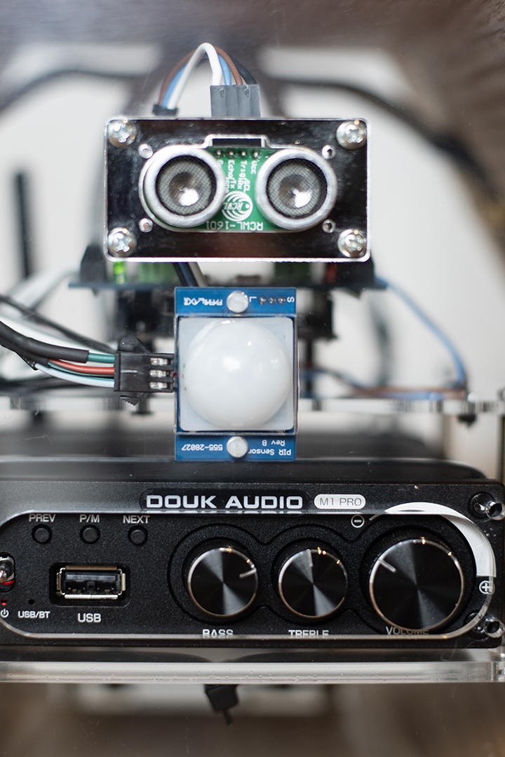 Electronics components from an interactive sound sculpture.